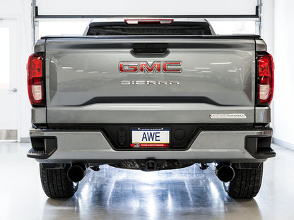 AWE 0FG Catback Split Rear Exit Exhaust for 4th Gen Silverado/Sierra 1500 5.3L (Flat Bumper) - Dual Diamond Black Tips image 2