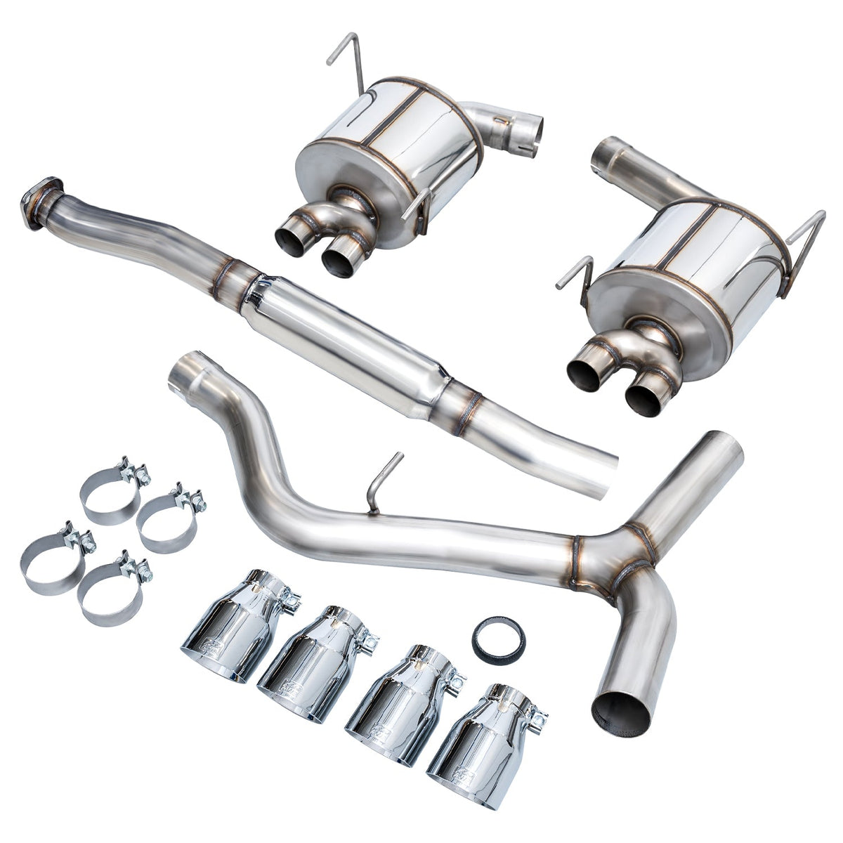 AWE Touring Edition Exhaust for VA STI / GV WRX / GV STI Sedan - Chrome Silver Quad Tips (102mm) image 7