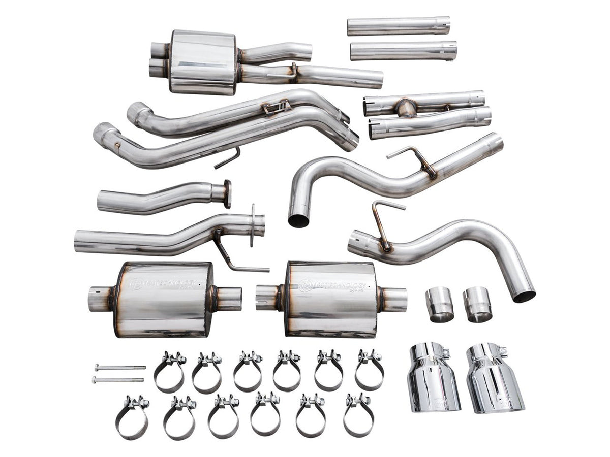 AWE 0FG Exhaust with BashGuard for 3rd Gen Tacoma - Dual Chrome Silver Tips image 22