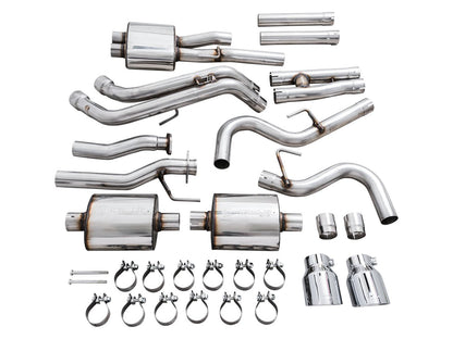 AWE 0FG Exhaust with BashGuard for 3rd Gen Tacoma - Dual Chrome Silver Tips image 22