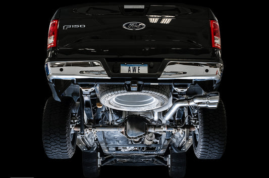 AWE 0FG Single Exit Exhaust for '15-'20 F-150 - 4.5 Chrome Silver Tips image 2