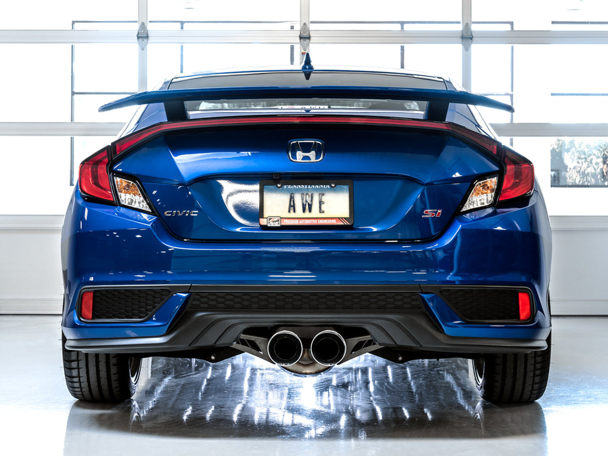 AWE Touring Edition Exhaust for 10th Gen Civic Si Coupe / Sedan (includes Front Pipe) - Dual Chrome Silver Tips image 3