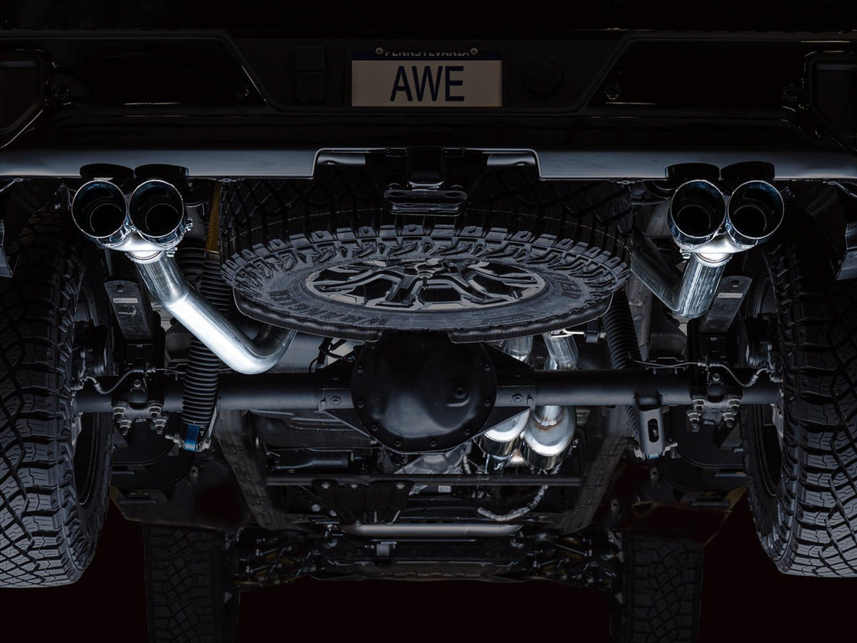 AWE 0FG Catback Exhaust for Silverado ZR2/Sierra AT4X - Quad Chrome Silver Tips image 5
