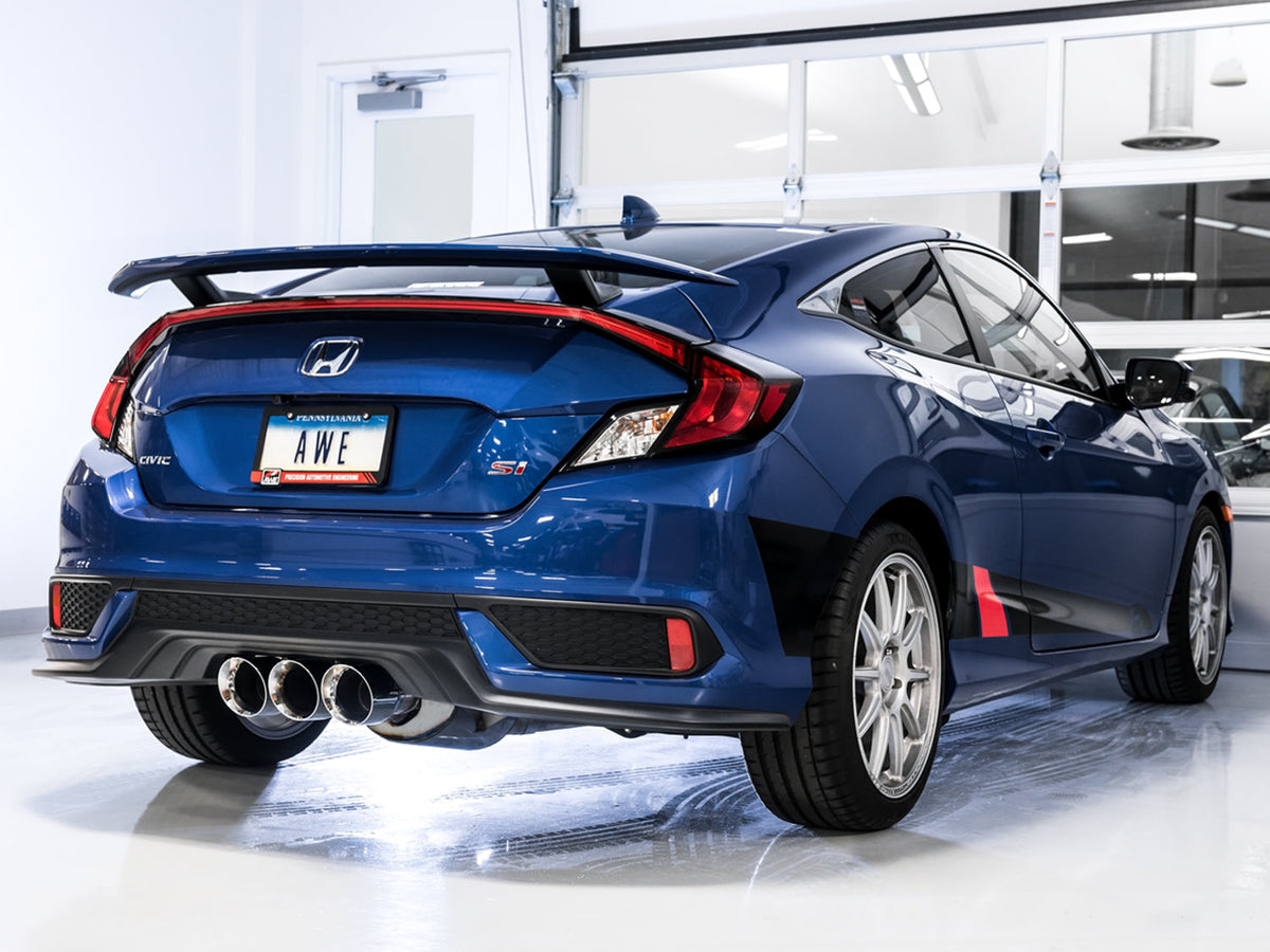 AWE Touring Edition Exhaust for 10th Gen Civic Si Coupe / Sedan (includes Front Pipe) - Triple Chrome Silver Tips image 3