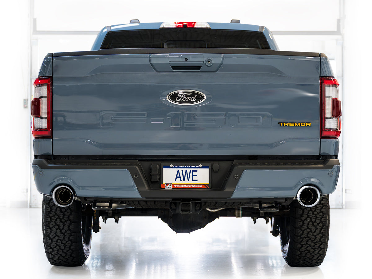 AWE 0FG Non-Resonated Catback for '21+ Ford F-150 Tremor (With Bumper Cutouts) - Chrome Silver Tips image 7