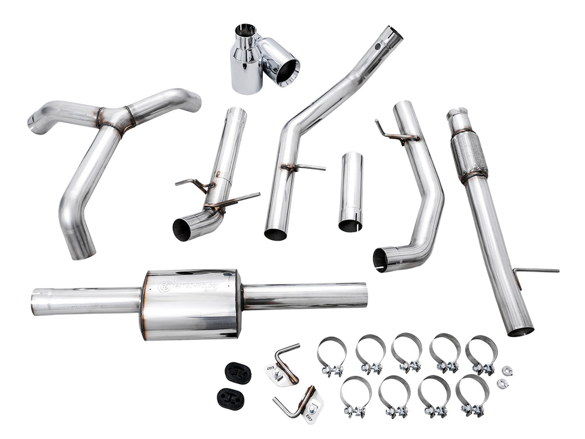 AWE 0FG Catback Split Rear Exit Exhaust for 4th Gen Silverado/Sierra 1500 5.3L (Flat Bumper) - Dual Chrome Silver Tips image 4