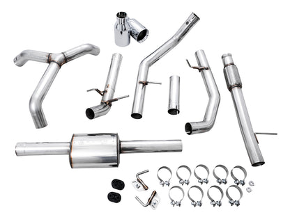 AWE 0FG Catback Split Rear Exit Exhaust for 4th Gen Silverado/Sierra 1500 5.3L (Flat Bumper) - Dual Chrome Silver Tips image 4