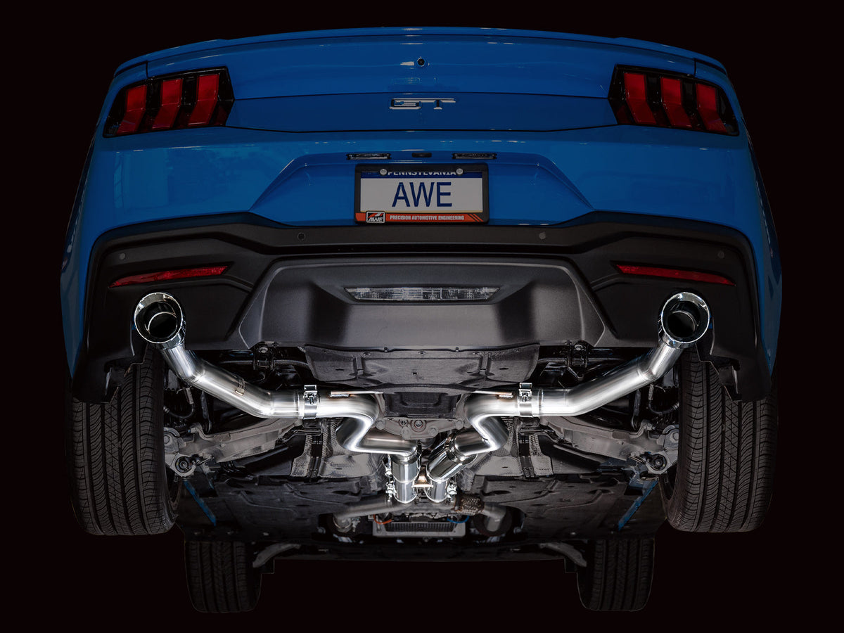 AWE Track Edition Exhaust for S650 Ford Mustang GT Fastback - Dual Chrome Silver Tips image 2