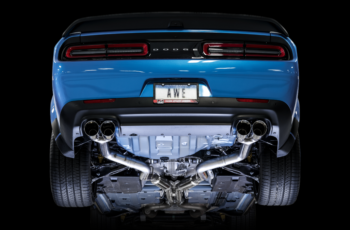 AWE Track Edition Exhaust for 17+ Challenger 5.7 - Chrome Silver Quad Tips image 2