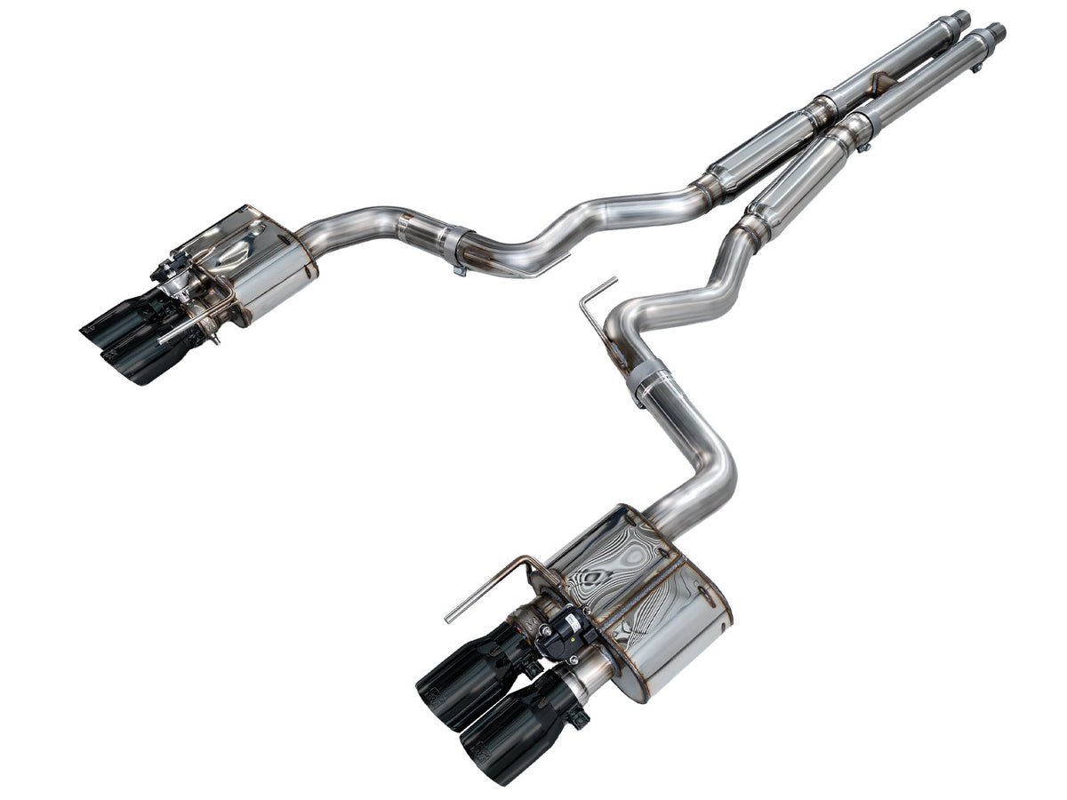 AWE SwitchPath™ Cat-back Exhaust for '18-'23 S550 Mustang GT - Quad Diamond Black Tips image 1
