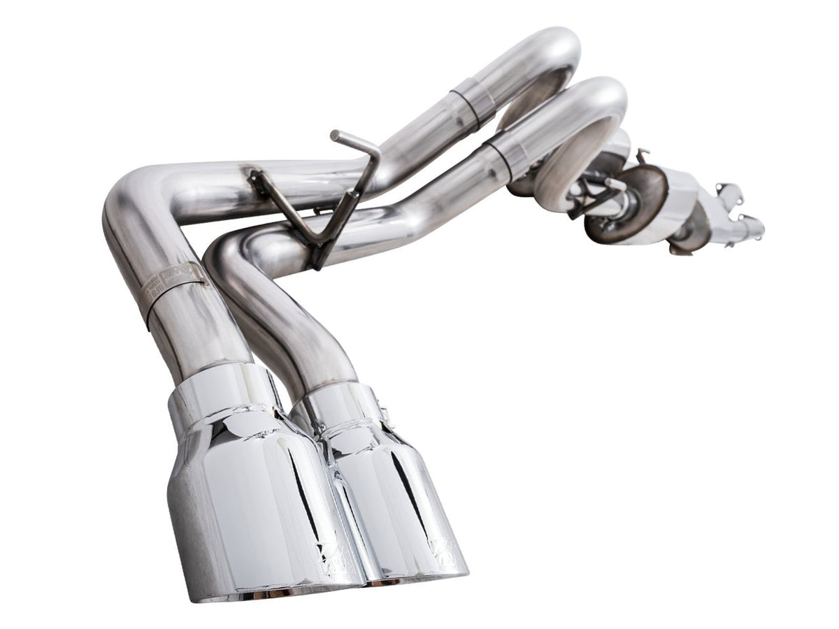 AWE 0FG Exhaust with BashGuard for 3rd Gen Tacoma - Dual Chrome Silver Tips image 20