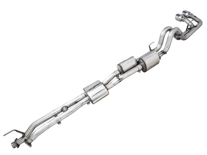 AWE 0FG Exhaust with BashGuard for 3rd Gen Tacoma - Dual Chrome Silver Tips image 1