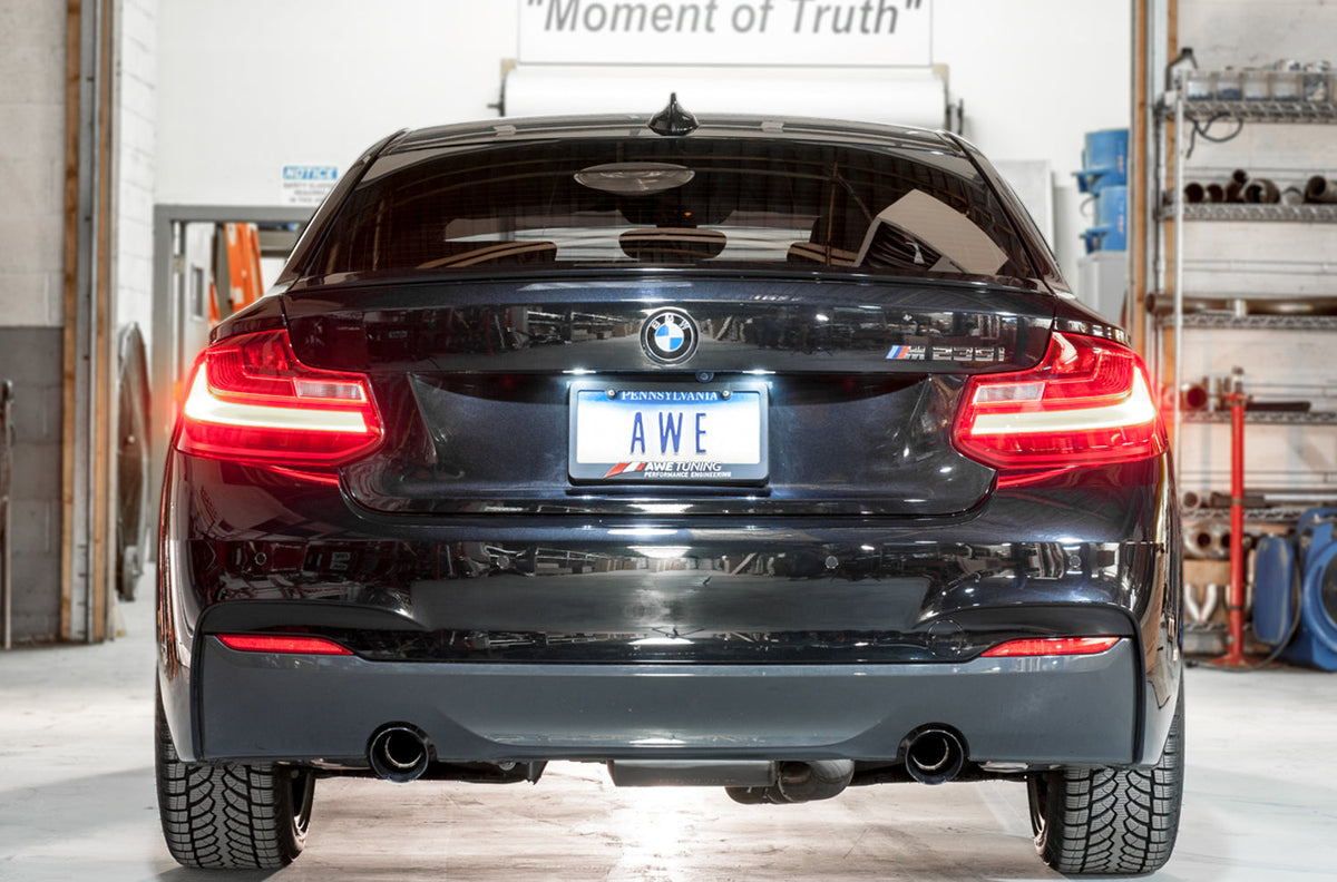 AWE Touring Edition Axle-back Exhaust for BMW F22 M235i / M240i - Diamond Black Tips (102mm) image 2