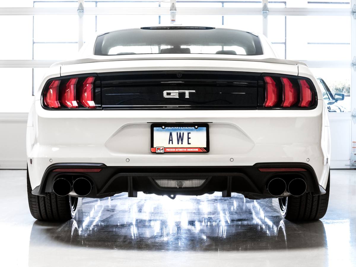 AWE SwitchPath™ Cat-back Exhaust for '18-'23 S550 Mustang GT - Quad Diamond Black Tips image 6