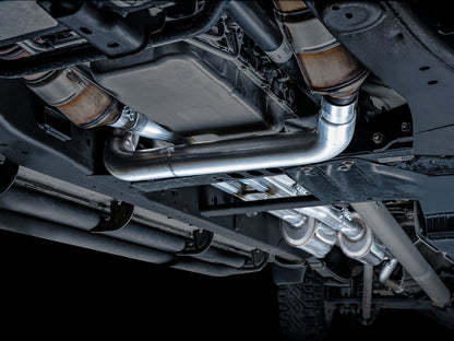 AWE 0FG Catback Split Rear Exit Exhaust for 4th Gen Silverado/Sierra 1500 6.2L (with bumper cutouts) - Quad Chrome Silver Tips image 7