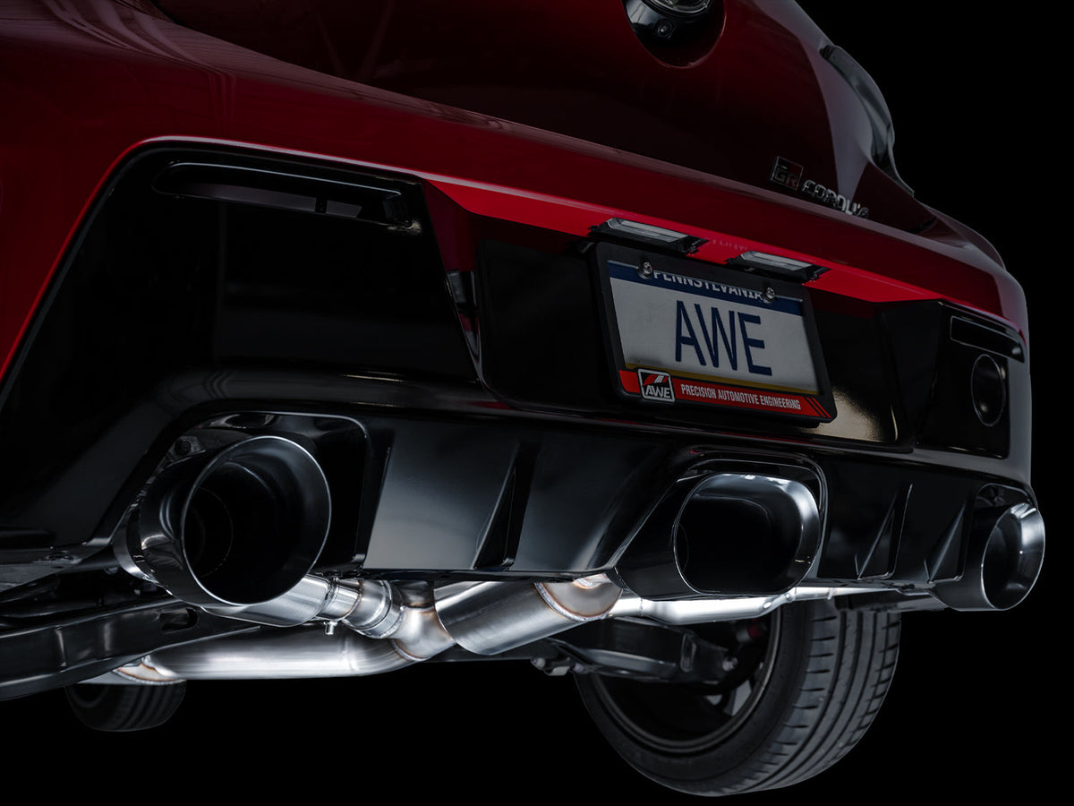 AWE Track Edition Exhaust for GR Corolla - Diamond Black Tips image 3