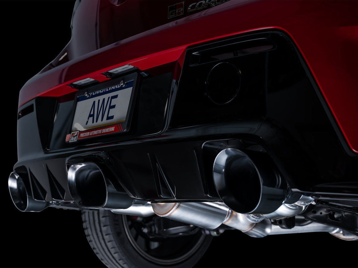 AWE Track Edition Exhaust for GR Corolla - Diamond Black Tips image 5