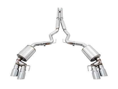 AWE Touring Edition Cat-back Exhaust for the '18-'23 S550 Mustang GT - Quad Chrome Silver Tips image 8