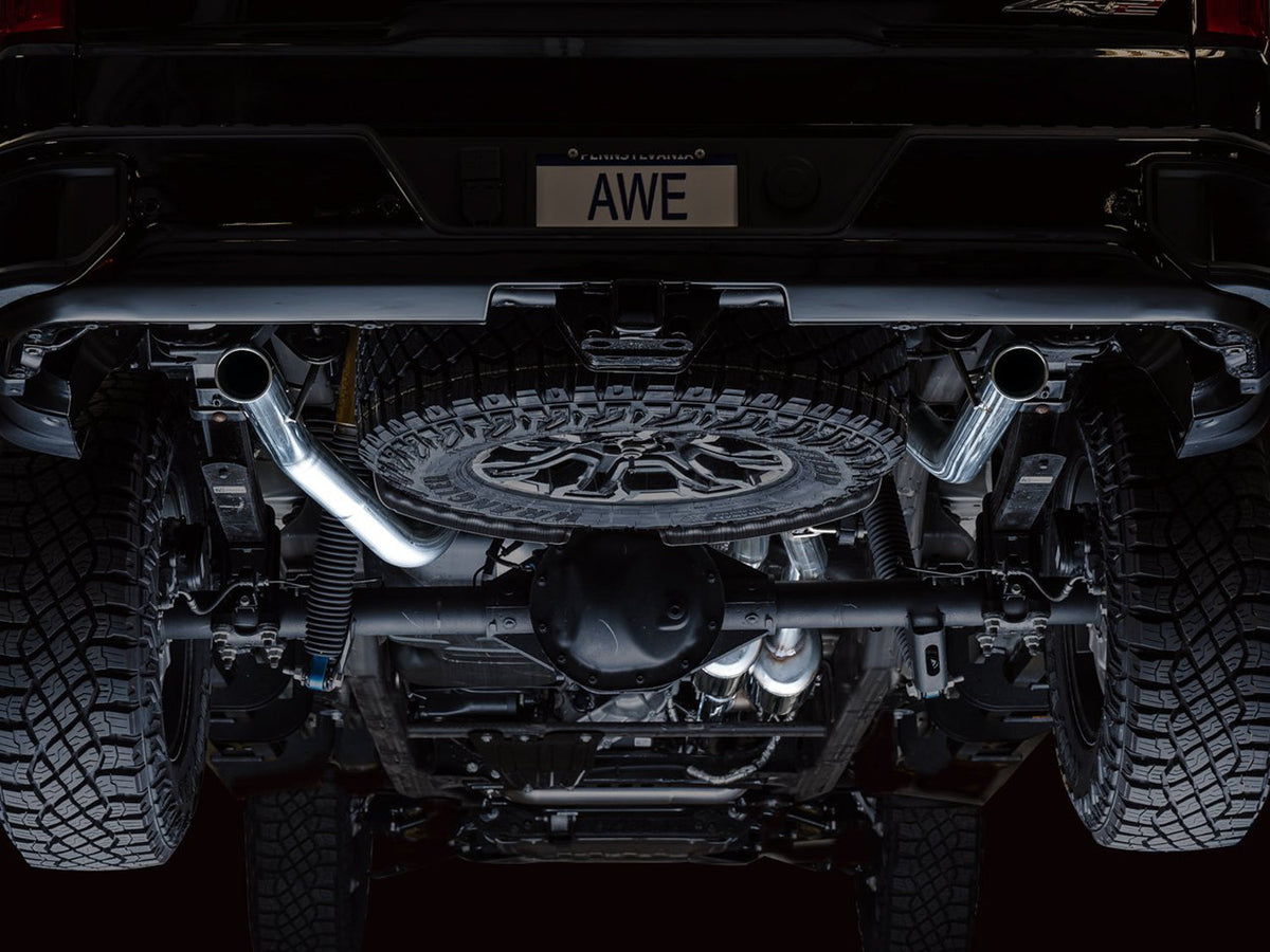 AWE 0FG Catback Exhaust for Silverado ZR2/Sierra AT4X - Dual Bashguard (no tips) image 4