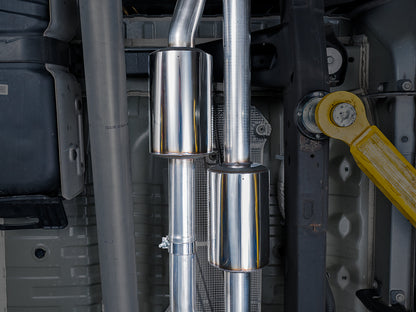 AWE 0FG Catback Split Rear Exit Exhaust for 4th Gen Silverado/Sierra 1500 6.2L (with bumper cutouts) - Quad Chrome Silver Tips image 8