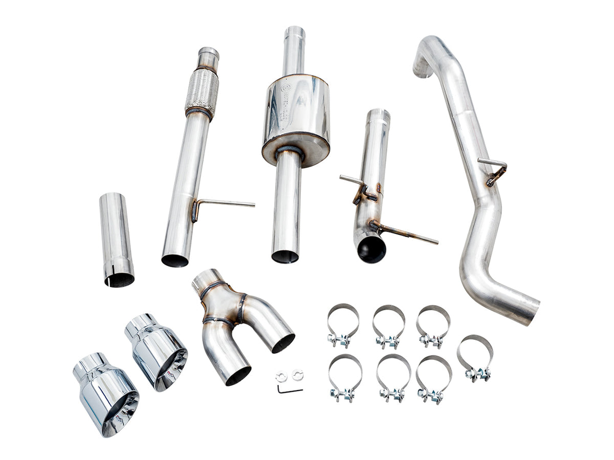 AWE 0FG Catback Dual Side Exit Exhaust for 4th Gen Silverado/Sierra 1500 5.3L (Flat Bumper) - Chrome Silver Tips image 10
