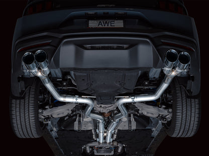 AWE Track Edition Exhaust for S650 Ford Mustang GT Fastback - Quad Chrome Silver Tips image 9