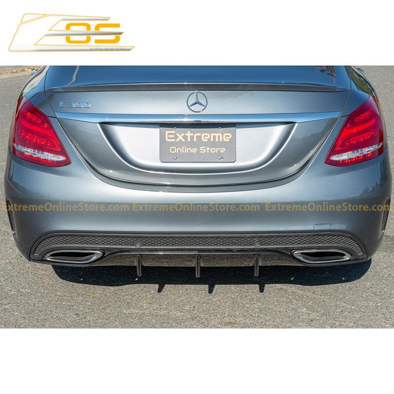 2015-18 Mercedes-Benz C-Class W205 AMG Carbon Fiber Rear Bumper Diffuser image 5