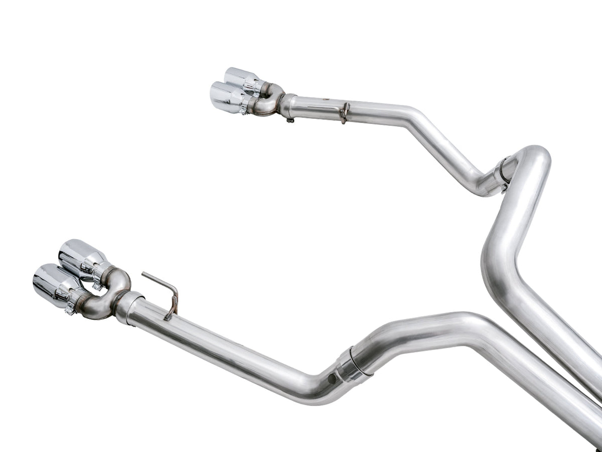 AWE 0FG Catback Split Rear Exit Exhaust for 4th Gen Silverado/Sierra 1500 6.2L (with bumper cutouts) - Quad Chrome Silver Tips image 14