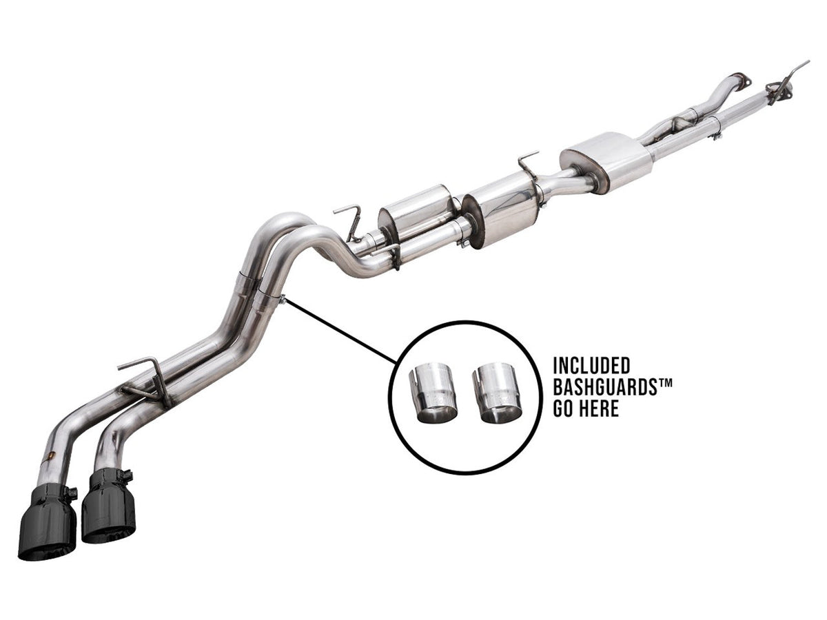 AWE 0FG Exhaust with BashGuard for 3rd Gen Tacoma - Dual Diamond Black Tips image 14