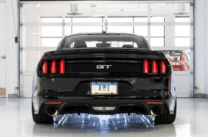 AWE Touring Edition Cat-back Exhaust for S550 Mustang GT - Dual Tip - Diamond Black Tips image 2