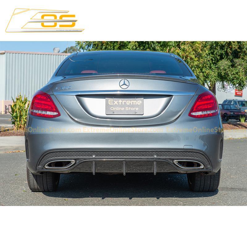 2015-18 Mercedes-Benz C-Class W205 AMG Carbon Fiber Rear Bumper Diffuser image 6