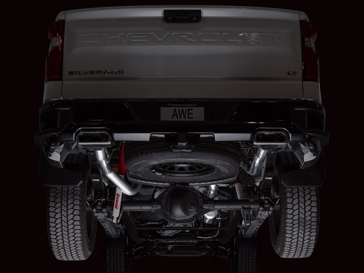 AWE 0FG Catback Split Rear Exit Exhaust for 4th Gen Silverado/Sierra 1500 6.2L (with bumper cutouts) - OE Tips image 3