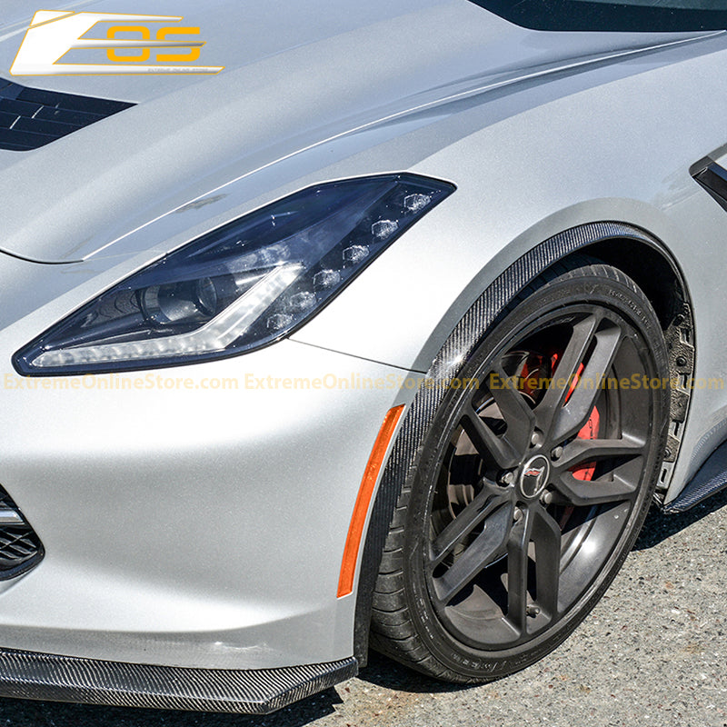 Chevrolet Corvette C7 DRY CARBON FIBER Front Fender Flares Wheel Trim image 14