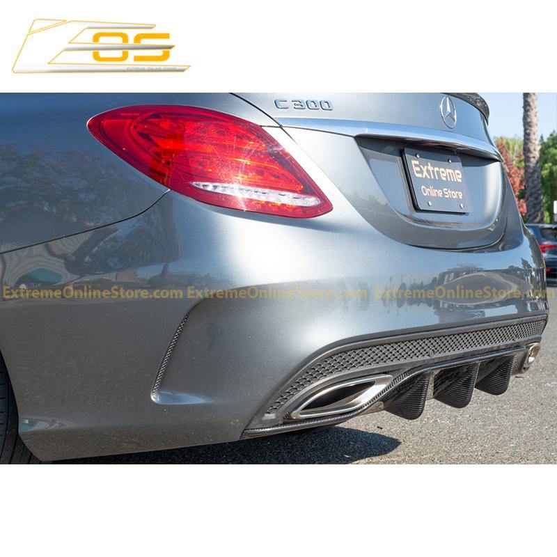 2015-18 Mercedes-Benz C-Class W205 AMG Carbon Fiber Rear Bumper Diffuser image 7