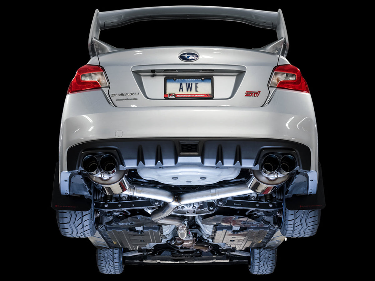AWE Touring Edition Exhaust for VA STI / GV WRX / GV STI Sedan - Chrome Silver Quad Tips (102mm) image 4