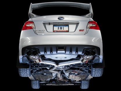 AWE Touring Edition Exhaust for VA STI / GV WRX / GV STI Sedan - Chrome Silver Quad Tips (102mm) image 4