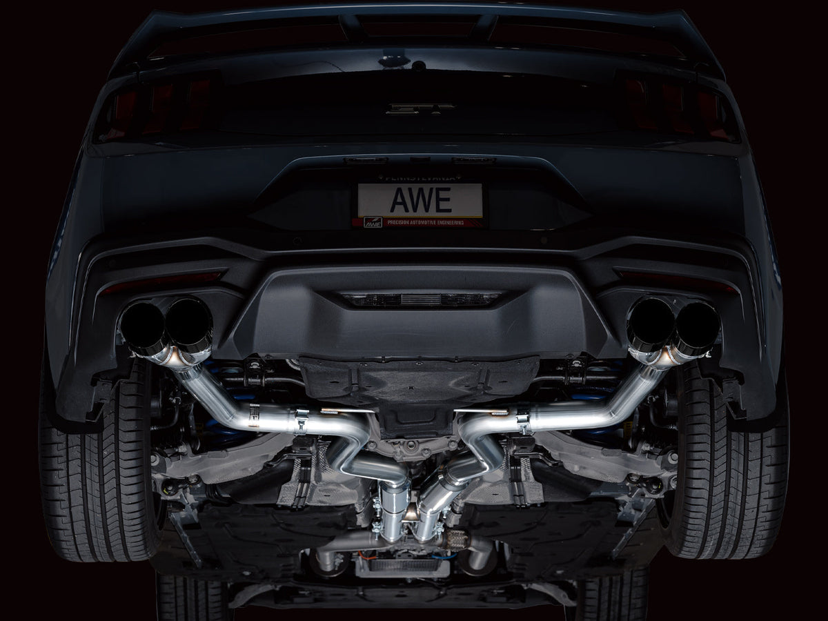 AWE Track Edition Exhaust for S650 Ford Mustang GT Fastback - Quad Diamond Black Tips image 8