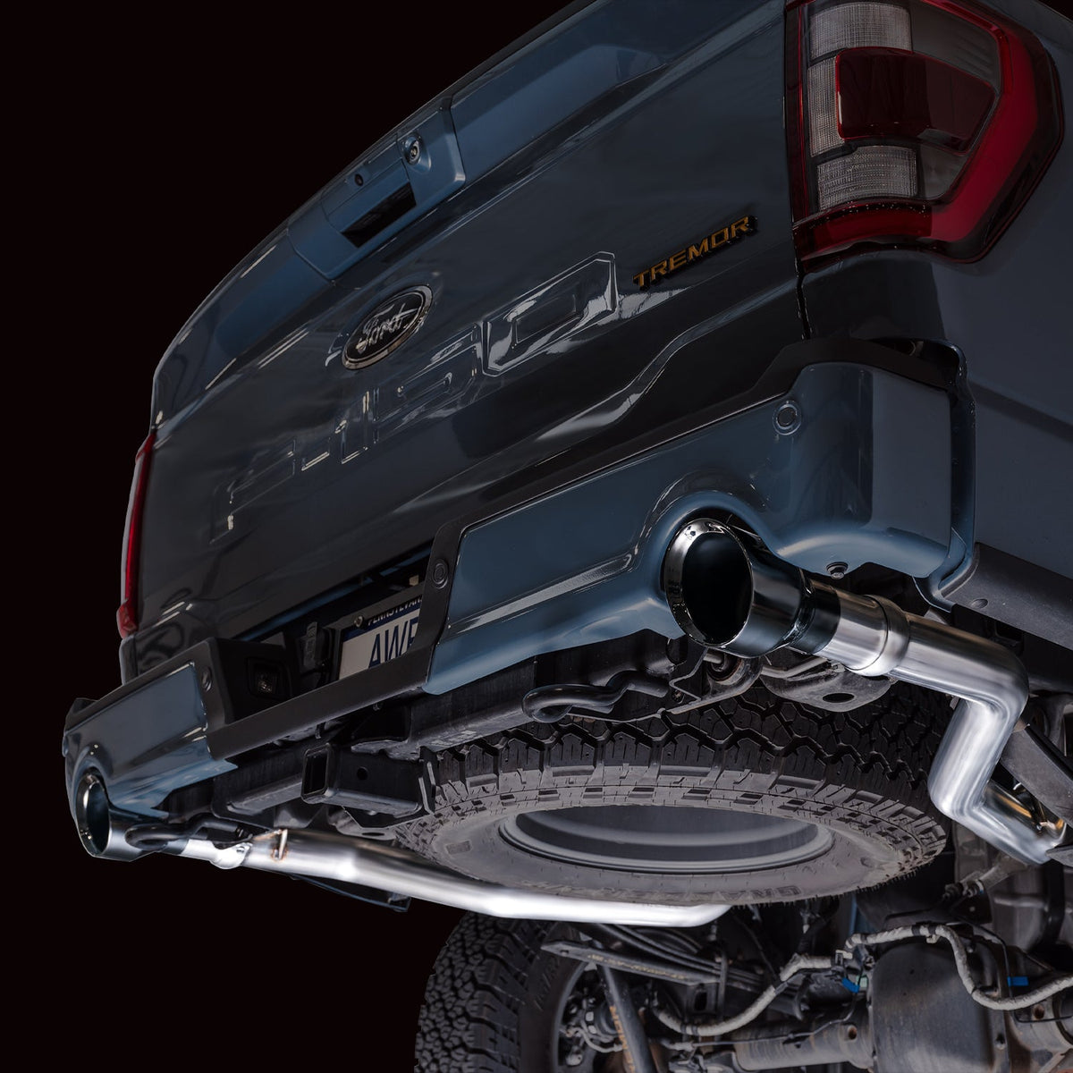 AWE 0FG Resonated Catback for '21+ Ford F-150 Tremor (With Bumper Cutouts) - Diamond Black Tips image 2