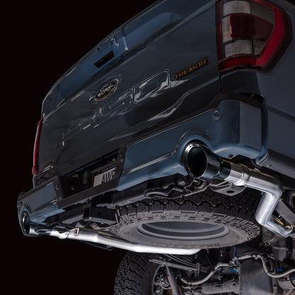 AWE 0FG Resonated Catback for '21+ Ford F-150 Tremor (With Bumper Cutouts) - Diamond Black Tips image 2