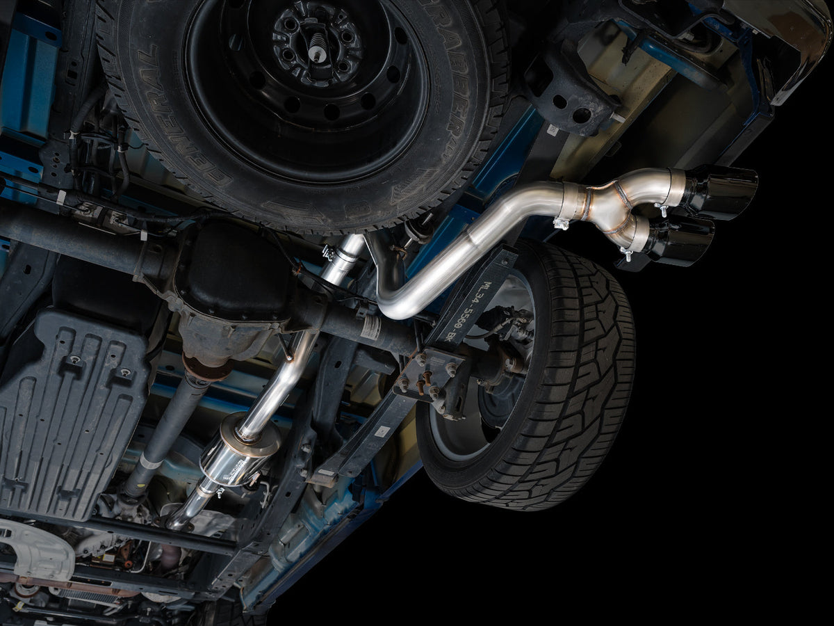 AWE 0FG Dual Side Exit Exhaust for Ford F-150 Regular Cab - 4.5 Diamond Black Tips image 2