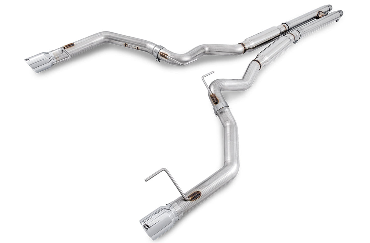 AWE Track Edition Cat-back Exhaust for S550 Mustang GT - Dual Tip - Chrome Silver Tips image 1