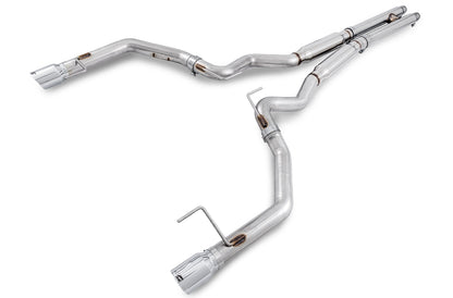 AWE Track Edition Cat-back Exhaust for S550 Mustang GT - Dual Tip - Chrome Silver Tips image 1