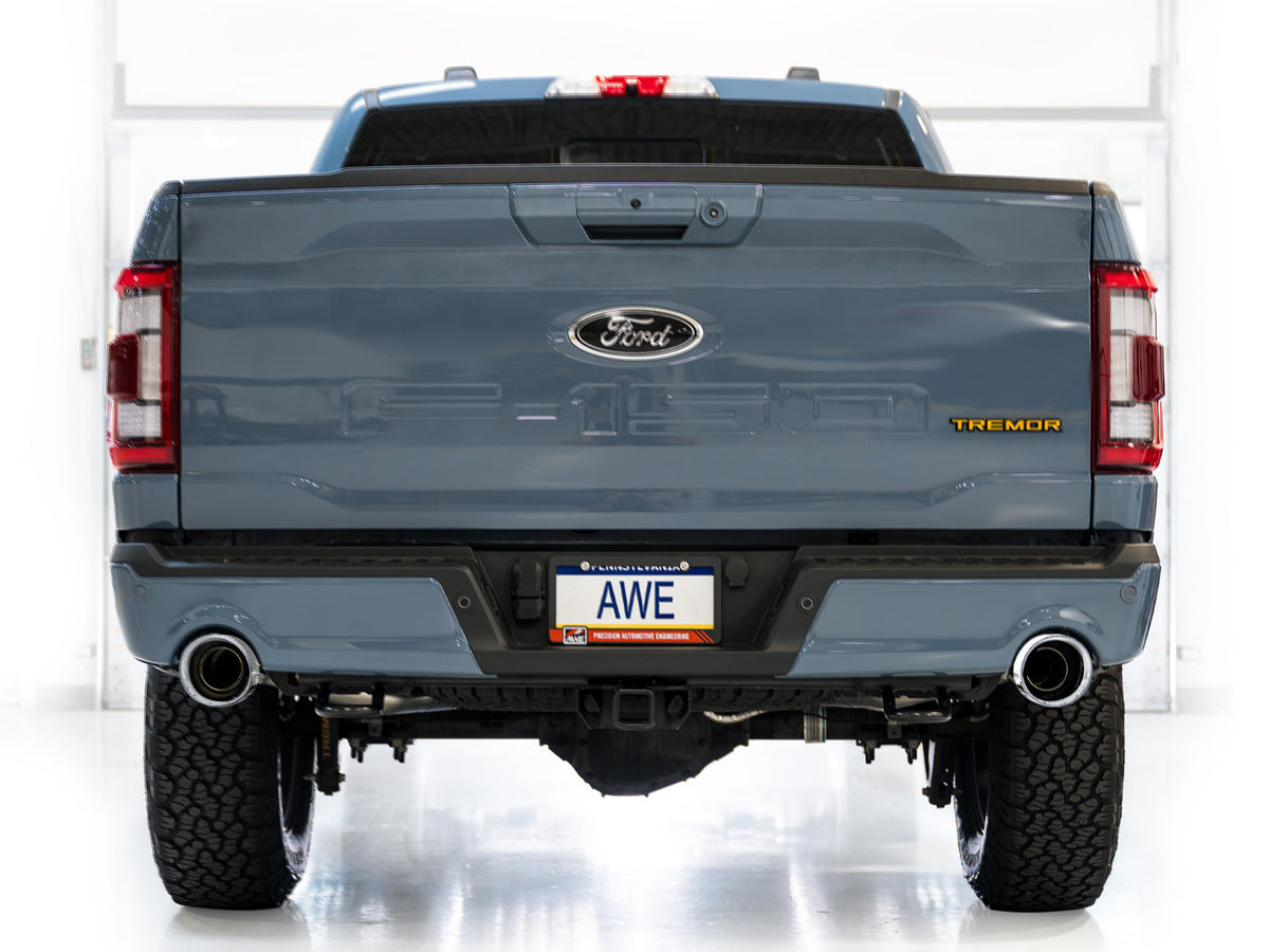 AWE 0FG Resonated Catback for '21+ Ford F-150 Tremor (With Bumper Cutouts) - Chrome Silver Tips image 9