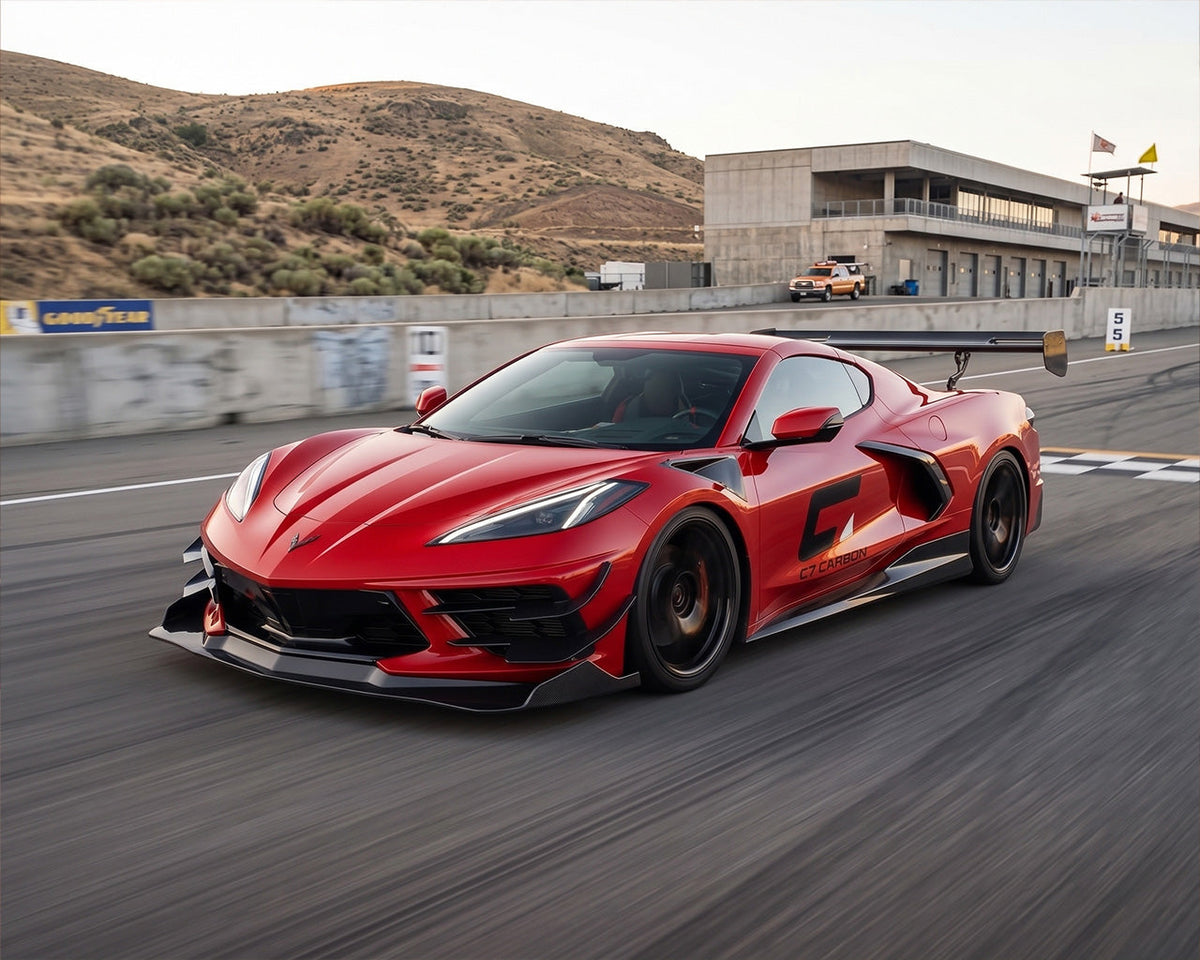 2020+ Corvette C8 Daytona Chassis-Mounted Carbon Fiber Track Wing image 2