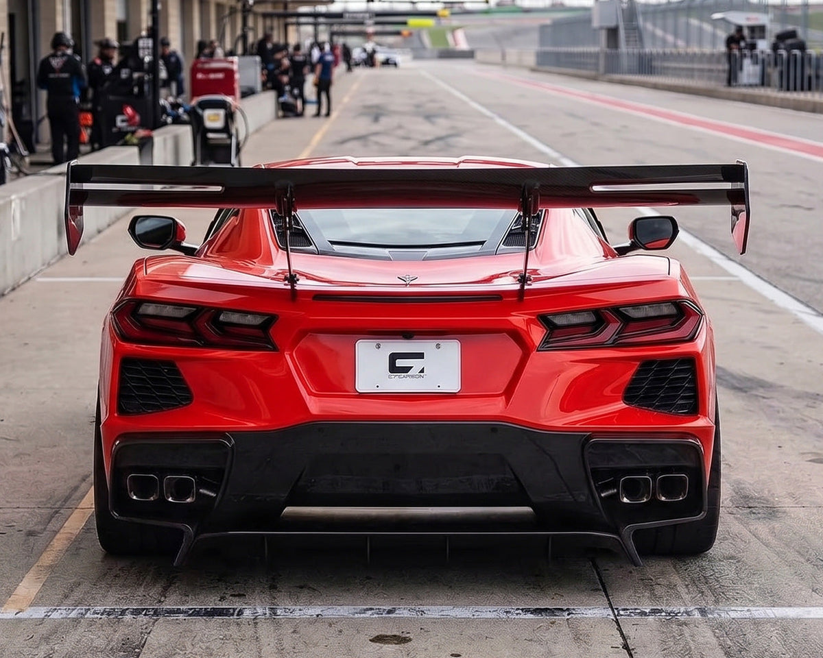 2020+ Corvette C8 Daytona Chassis-Mounted Carbon Fiber Track Wing image 1