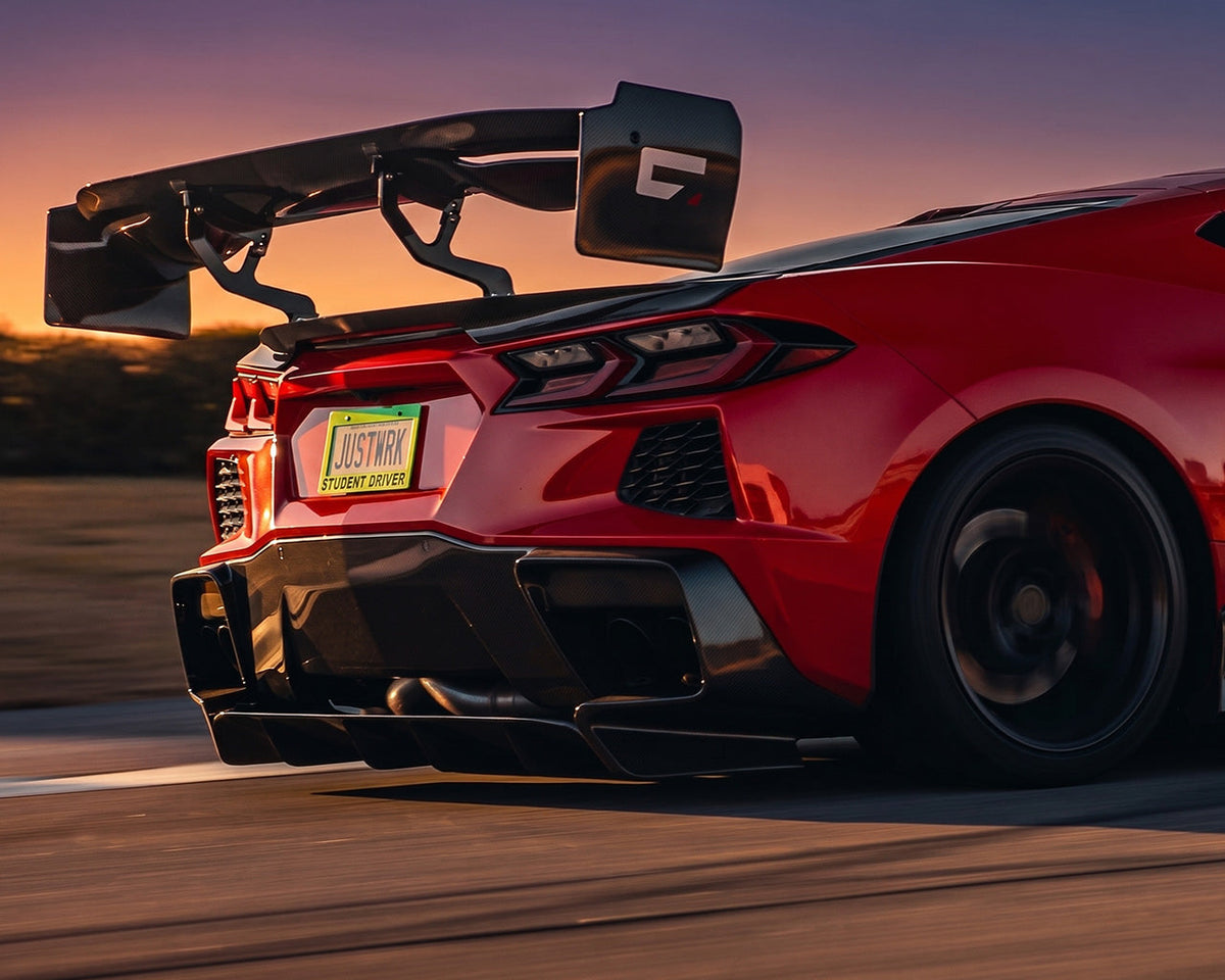 2020+ Corvette C8 Victory 74" Chassis-Mounted Carbon Fiber Track Wing image 1