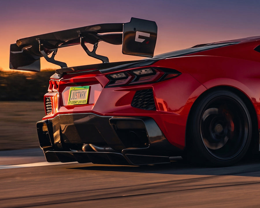 2020+ Corvette C8 Victory 74" Chassis-Mounted Carbon Fiber Track Wing image 1