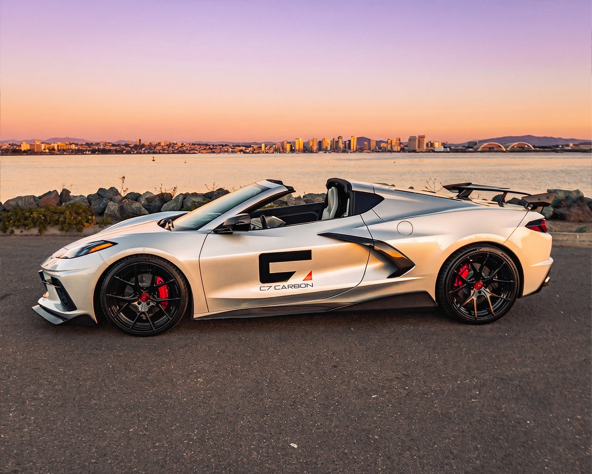 2020+ Corvette C8 5VM-Style Carbon Fiber Side Skirts with Underbody Extensions image 3