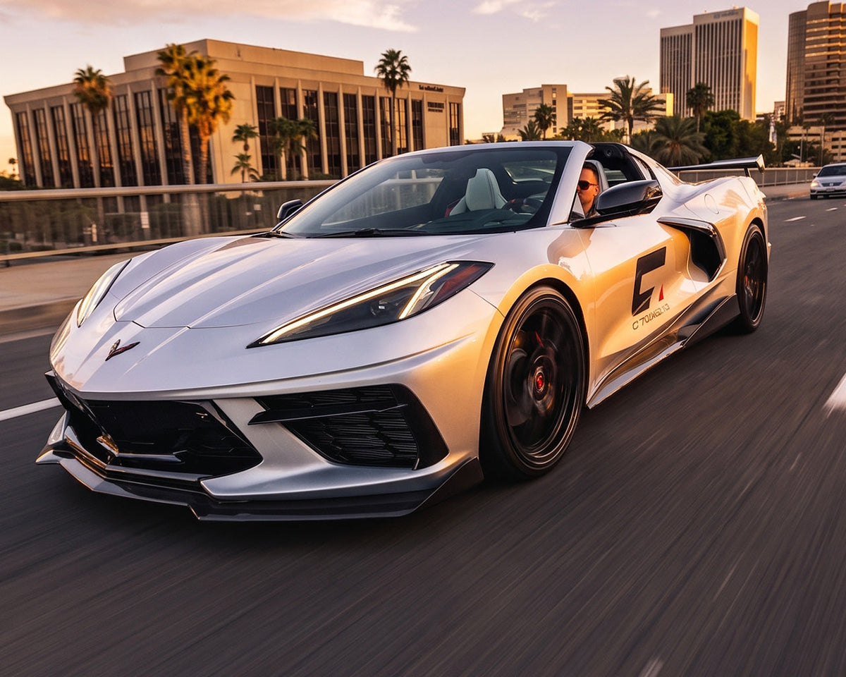 2020+ Corvette C8 5VM-Style Carbon Fiber Side Skirts with Underbody Extensions image 4