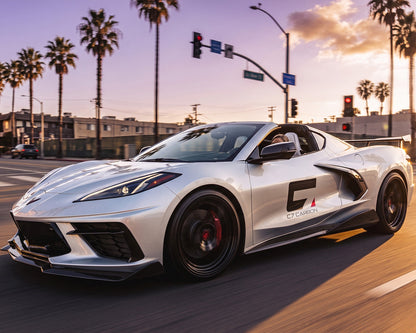2020+ Corvette C8 5VM-Style Carbon Fiber Side Skirts with Underbody Extensions image 1